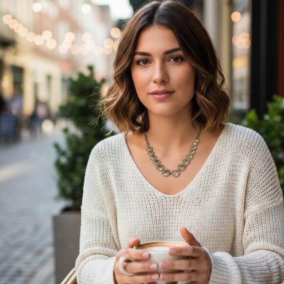 J. Crew Classic Brulee Crystal Rivière Necklace - Picture 1 of 4